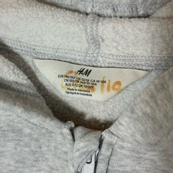 H&M Youth Zip Up Hoodie Size 12/14 Light Heather Gray | casual | basic | school - Picture 2 of 5